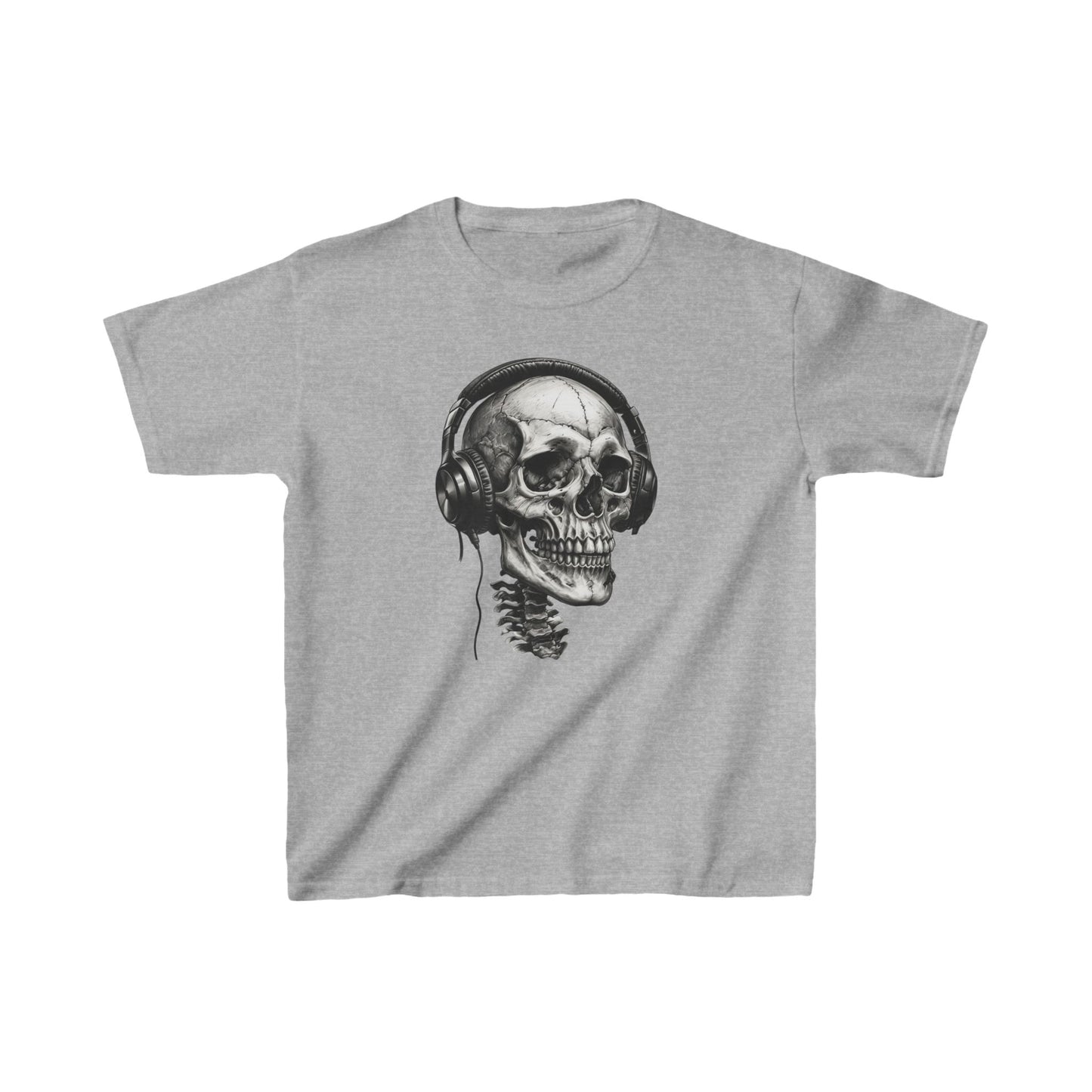 Skeleton listen to music Kids Heavy Cotton™ Tee - FiftyTees