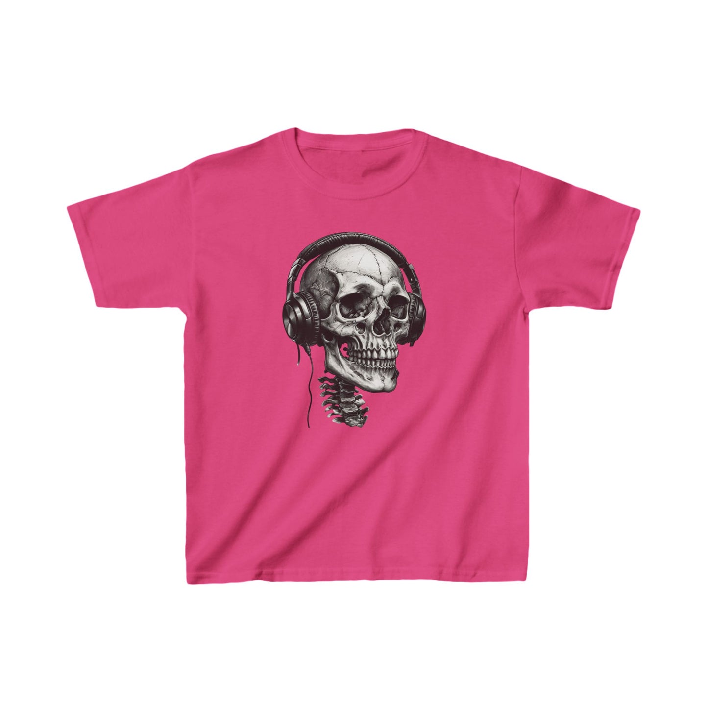 Skeleton listen to music Kids Heavy Cotton™ Tee - FiftyTees