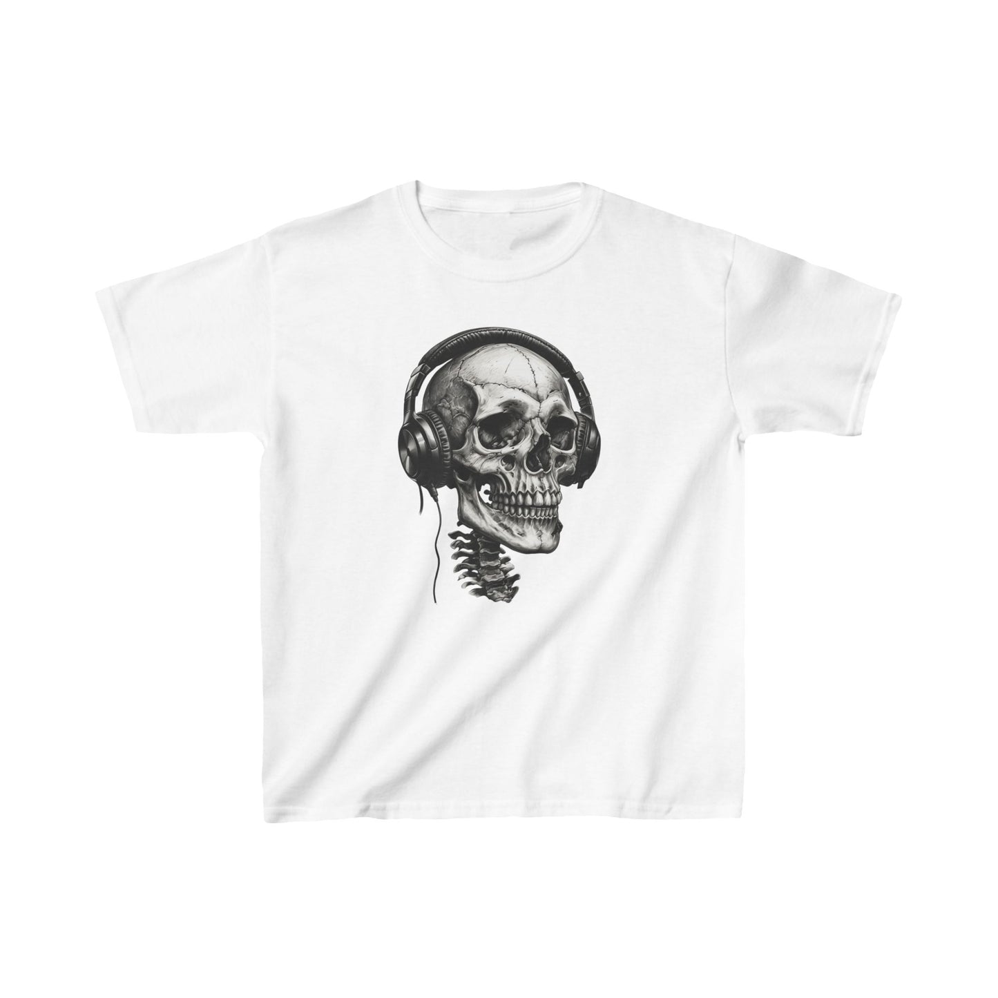Skeleton listen to music Kids Heavy Cotton™ Tee - FiftyTees