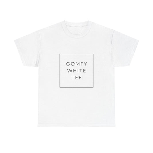 White Tee - Comfy Unisex Heavy Cotton Shirt - FiftyTees 